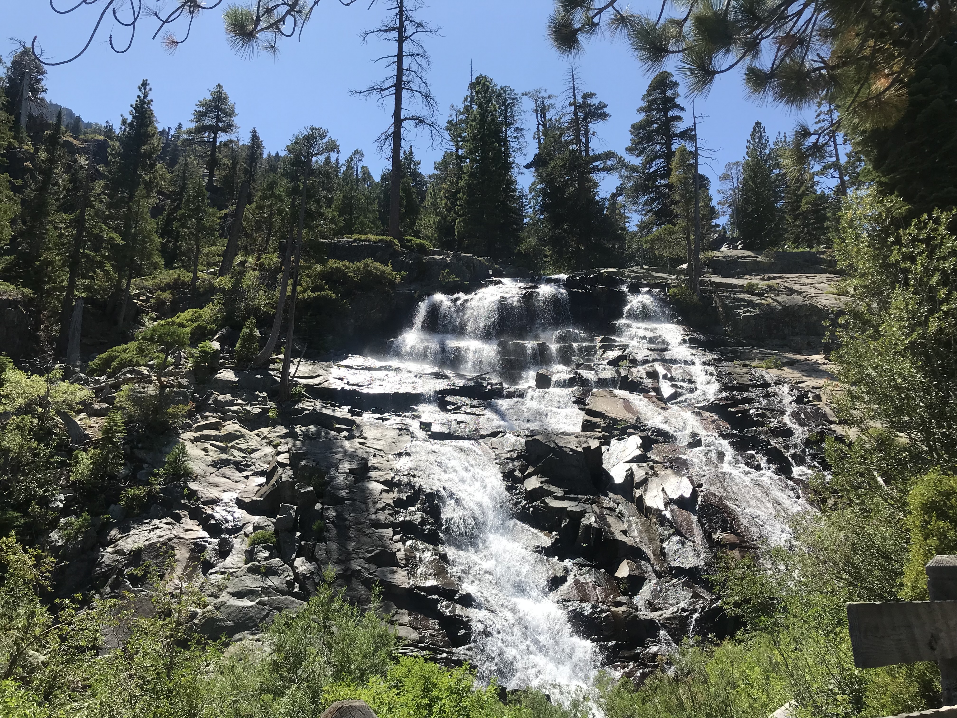 Alpine waterfall in the Sierra above Lake Tahoe
