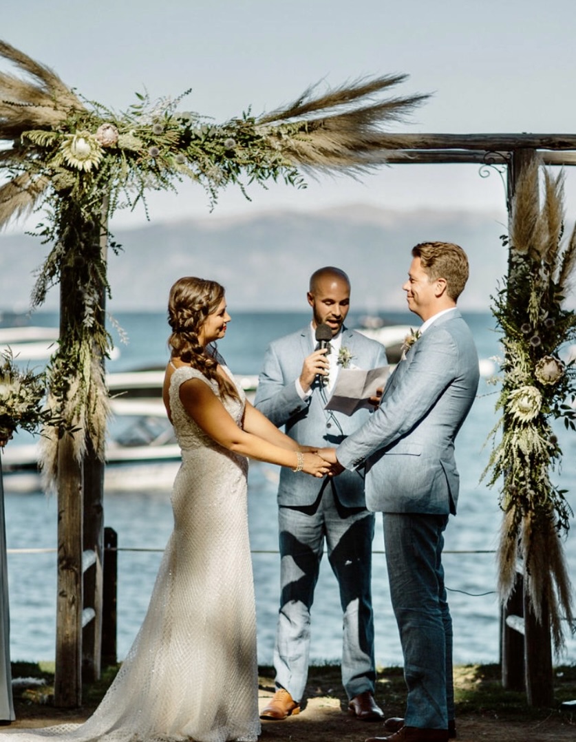 Kimberly Fox and her husband at sunset on Lake Tahoe